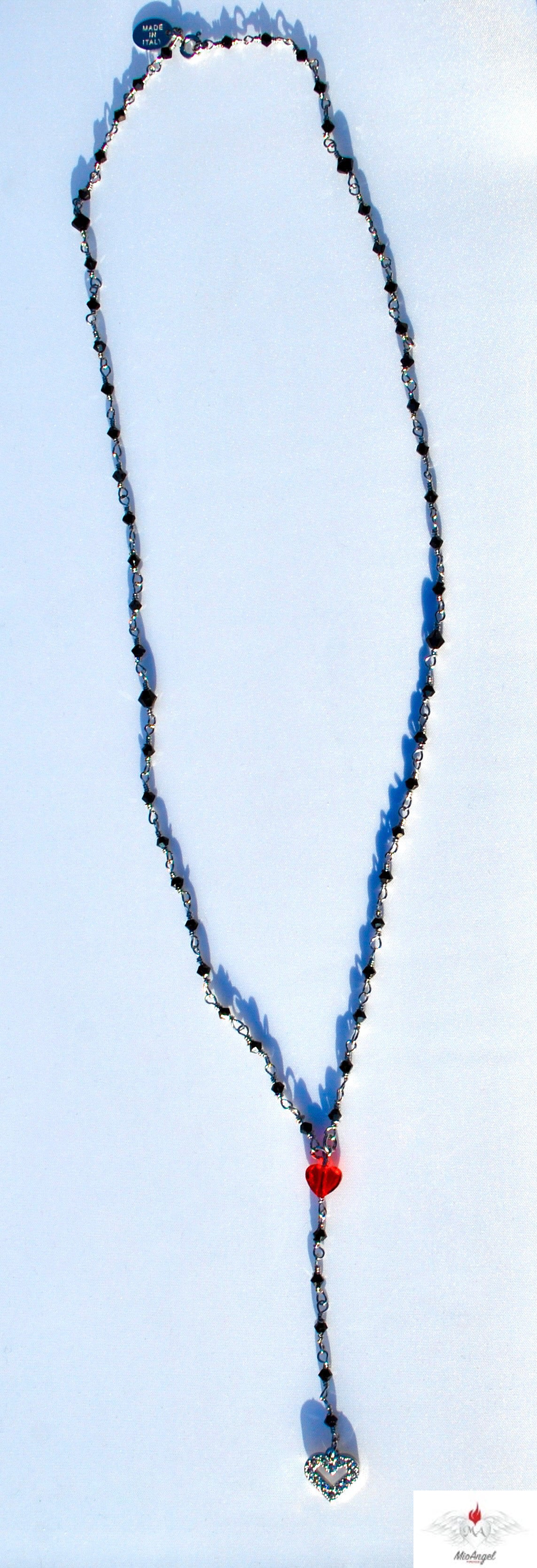 Rosario collana con cuore e componenti in cristalli Swarovski