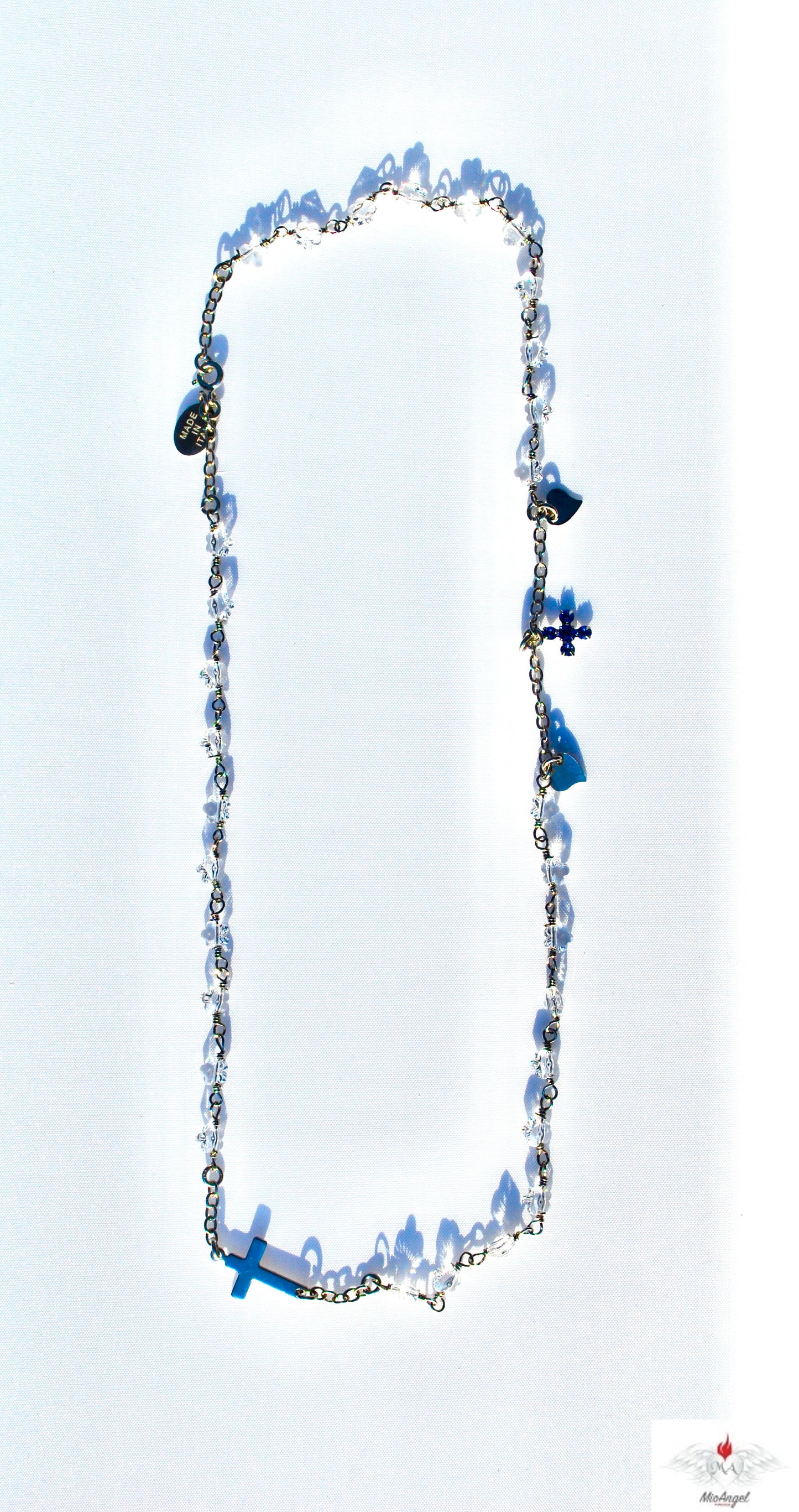 Collana girocollo fiorellini, tre decine in Swarovski