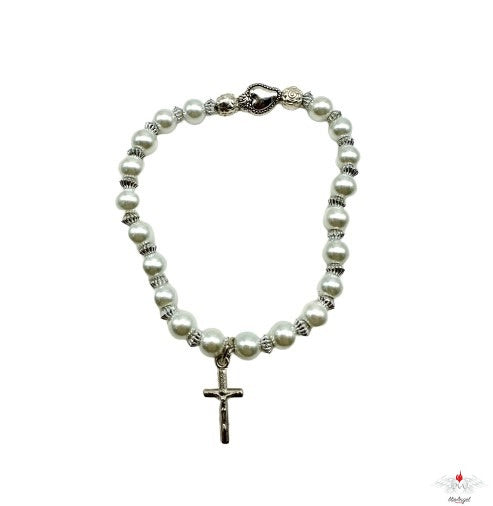 Bracciale rosario con cuore votivo e perle
