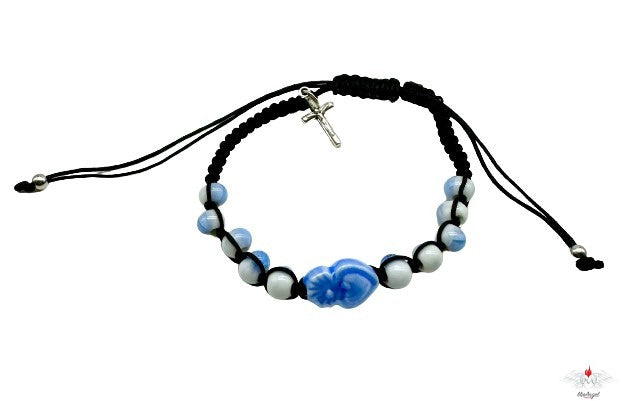 Bracciale rosario con cuore votivo in ceramica