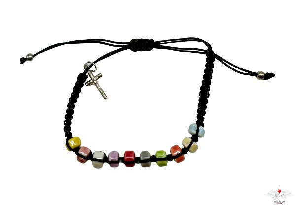 Bracciale rosario in ceramica su corda