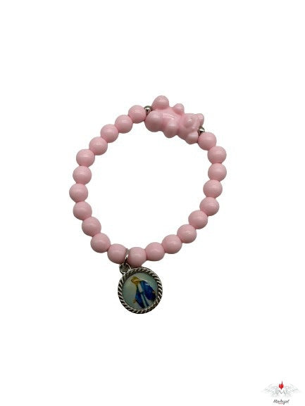 Bracciale rosario con orsi colorati e resinato miracolosa