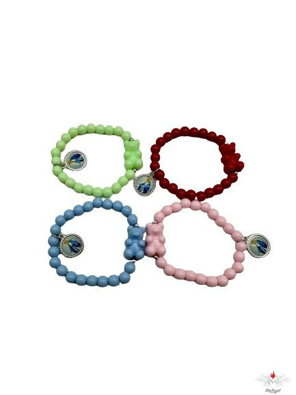 Bracciale rosario con orsi colorati e resinato miracolosa