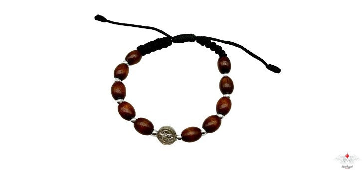 Bracciale legno san benedetto su corda