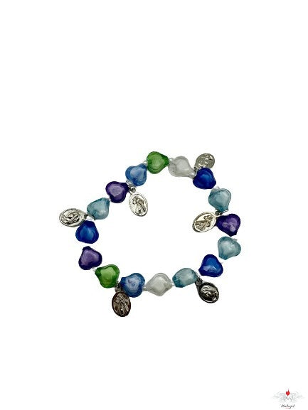 Bracciale rosario cuori colorati