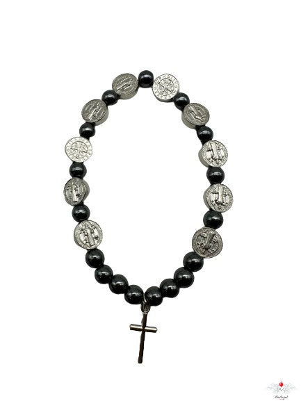 Bracciale rosario san benedetto medaglia tonda