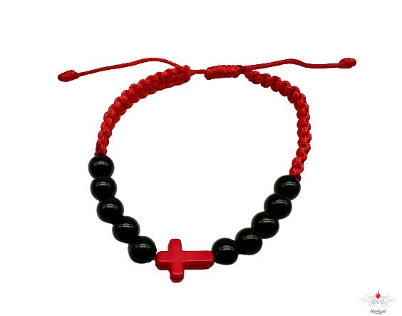 Bracciale rosario su corda con croce