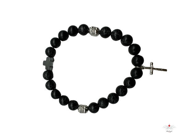 Bracciale rosario pietra dura con croce