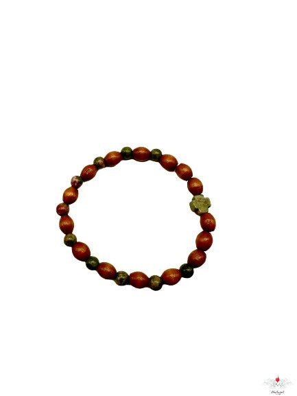 Bracciale rosario legno con pietra dura