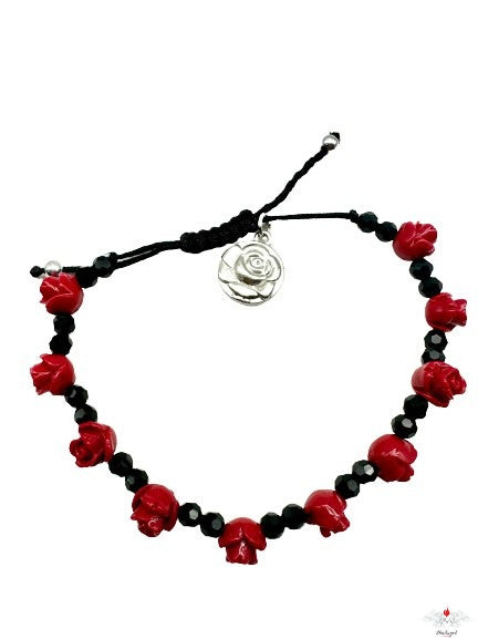 Bracciale rosario cristallo con rose e resinato Santa Rita