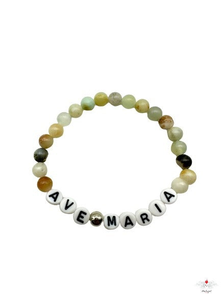 Bracciale rosario pietra dura con scritta