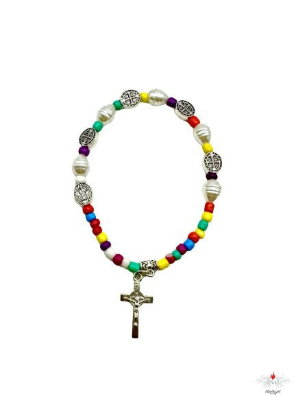 Bracciale rosario con croce su corda
