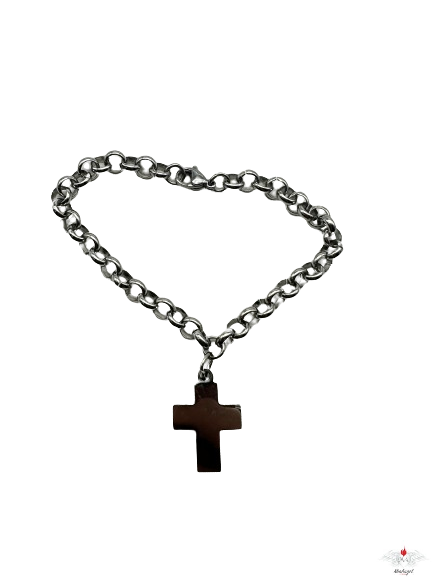 Bracciale acciaio croce con strass