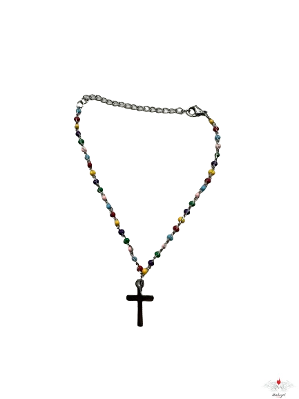 Bracciale/cavigliera multicolor con croce