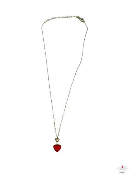 Girocollo con cuore smaltato e strass acciaio