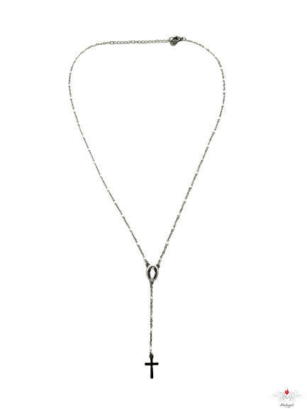 Rosario acciaio con perline sintetiche