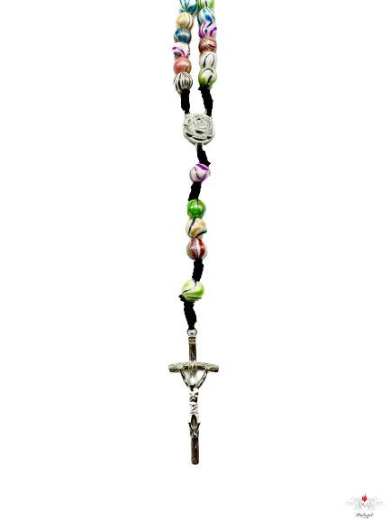 Rosario multicolor su corda con gancio