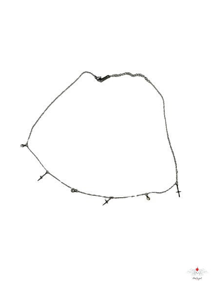 Girocollo acciaio con crocette e strass