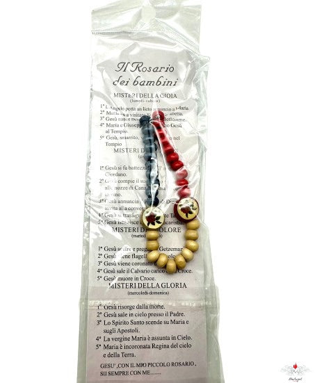 Rosario legno missionario con misteri per bambino