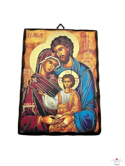 Quadro in legno Sacra Famiglia con oro