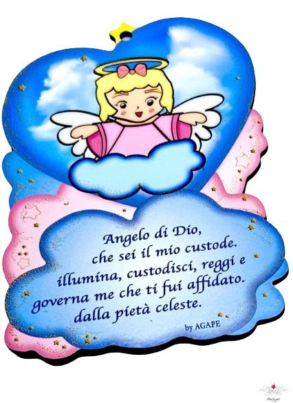 Quadretto cuore Angelo di Dio per bambini