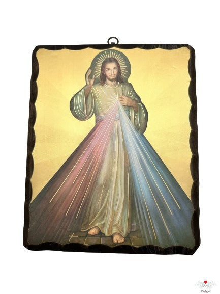 Quadro in legno Gesù misericordia con oro