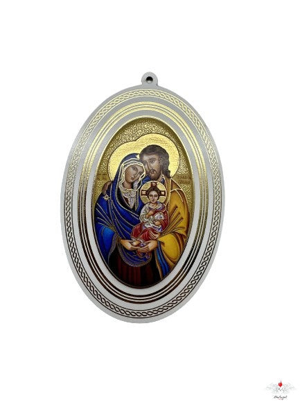 Quadretto ovale sacra famiglia con oro