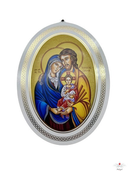 Quadretto ovale sacra famiglia con oro