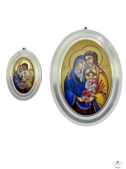 Quadretto ovale sacra famiglia con oro