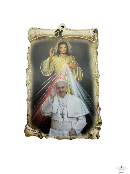Quadretto Gesù misericordioso con Papa Francesco