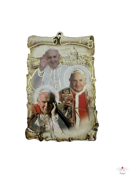 Quadretto Papa Francesco, Giovanni Paolo II e Giovanni XXIII