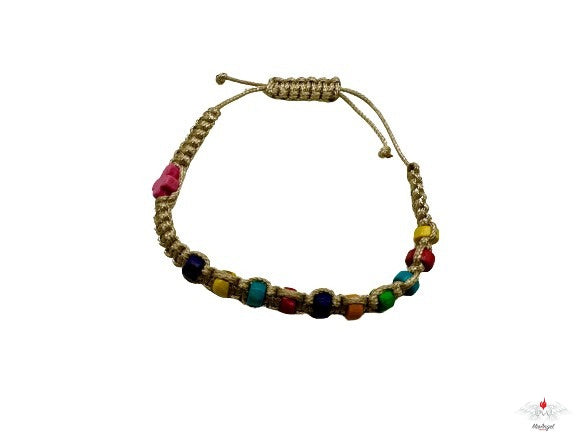 Bracciale rosario multicolor con pietra dura su corda