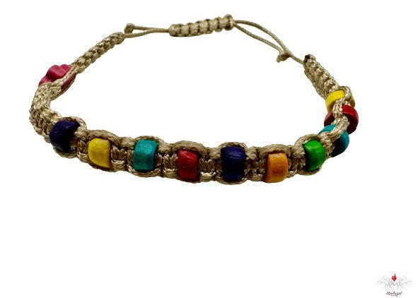 Bracciale rosario multicolor con pietra dura su corda
