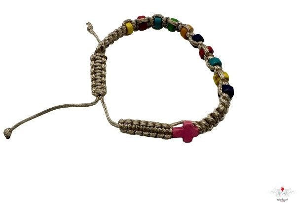 Bracciale rosario multicolor con pietra dura su corda