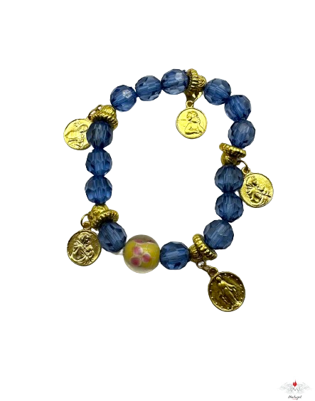 Bracciale vetro con medaglie dorate