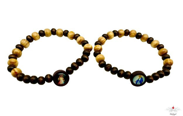 Bracciale rosario legno bicolore