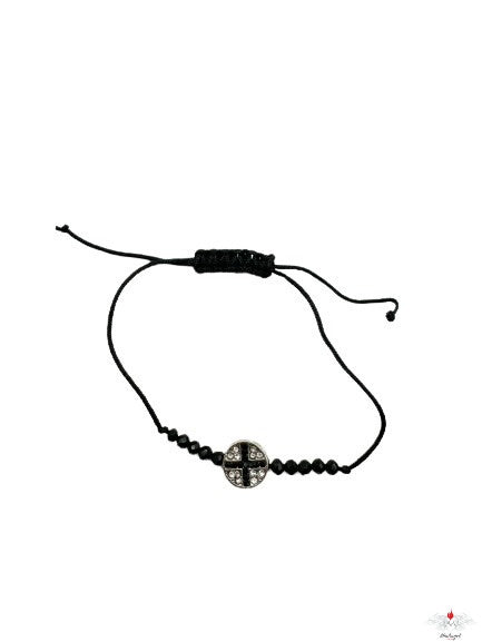 Bracciale rosario con croce su corda