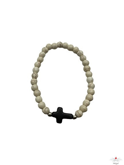 Bracciale rosario pietra dura con croce
