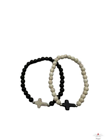 Bracciale rosario pietra dura con croce