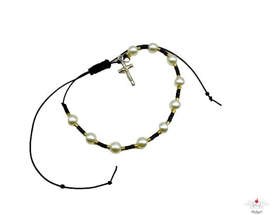 Bracciale rosario perle su corda