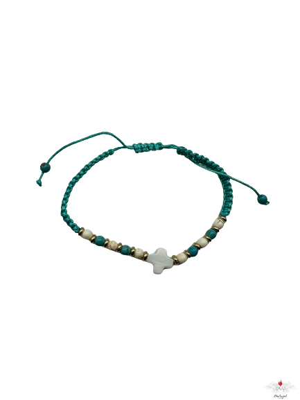 Bracciale rosario pietra dura su corda