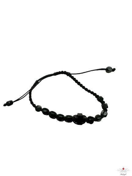 Bracciale rosario legno su corda