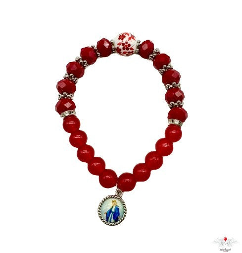 Bracciale rosario con vetro e ceramica