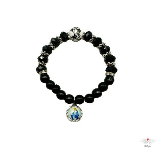 Bracciale rosario con vetro e ceramica