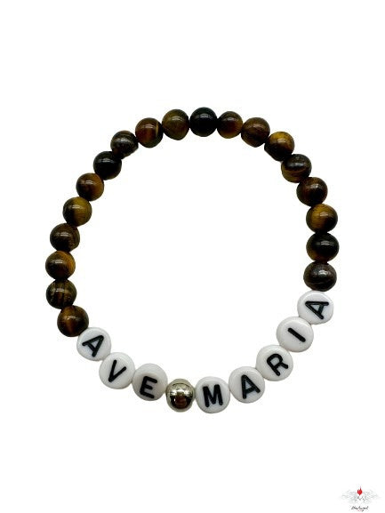 Bracciale rosario pietra dura con scritta