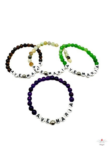 Bracciale rosario pietra dura con scritta