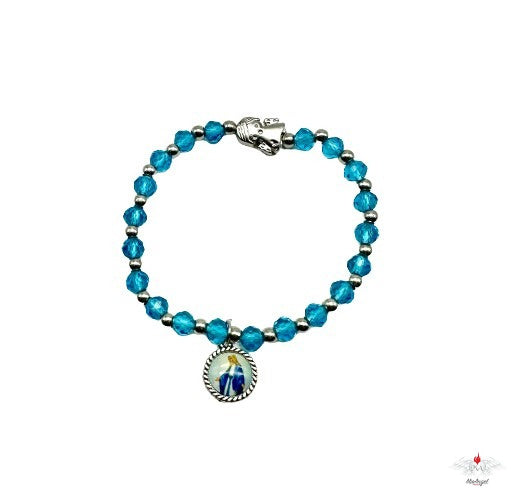 Bracciale rosario cristallo con angelo custode e resinato miracolosa