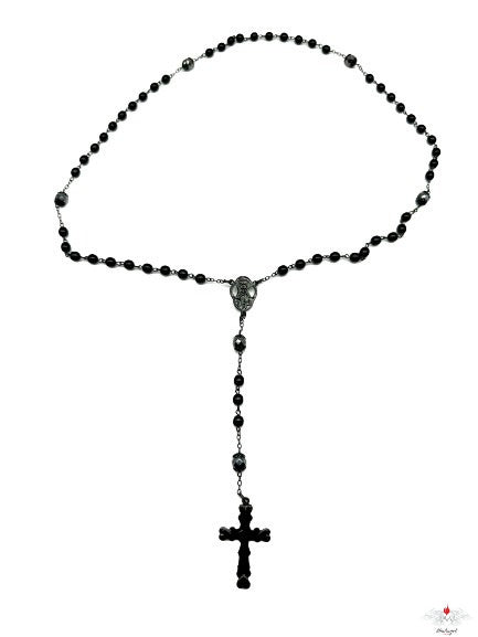 Rosario nero fatto a mano in Cecoslovacchia