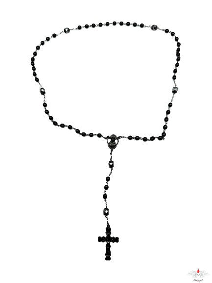 Rosario nero fatto a mano in Cecoslovacchia