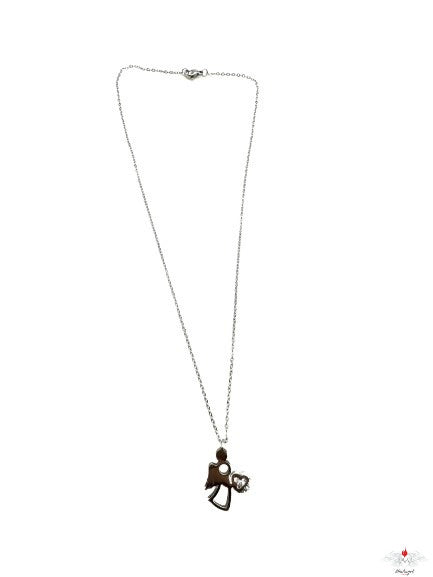 Collana acciaio con angelo e strass